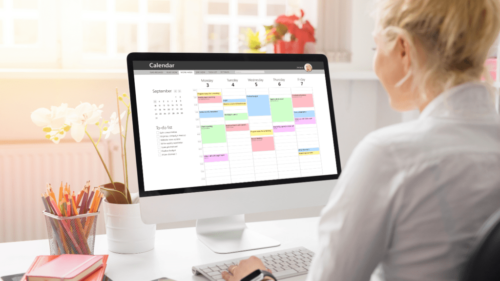 Outlook-kalender på en computerskærm